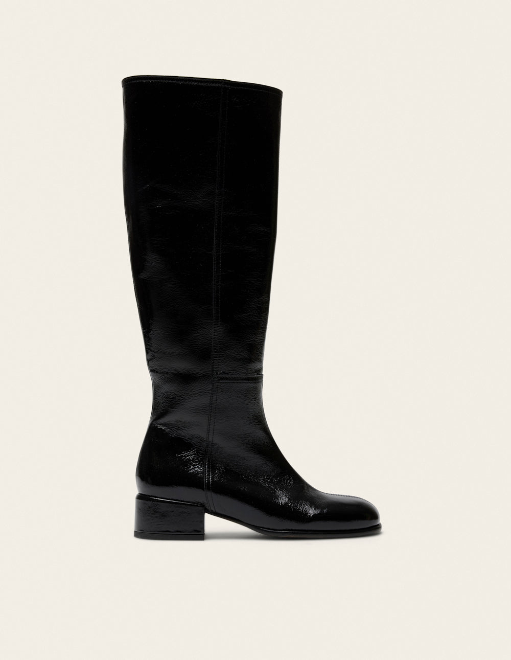Bottes Tiaga - Cuir plissé verni noir