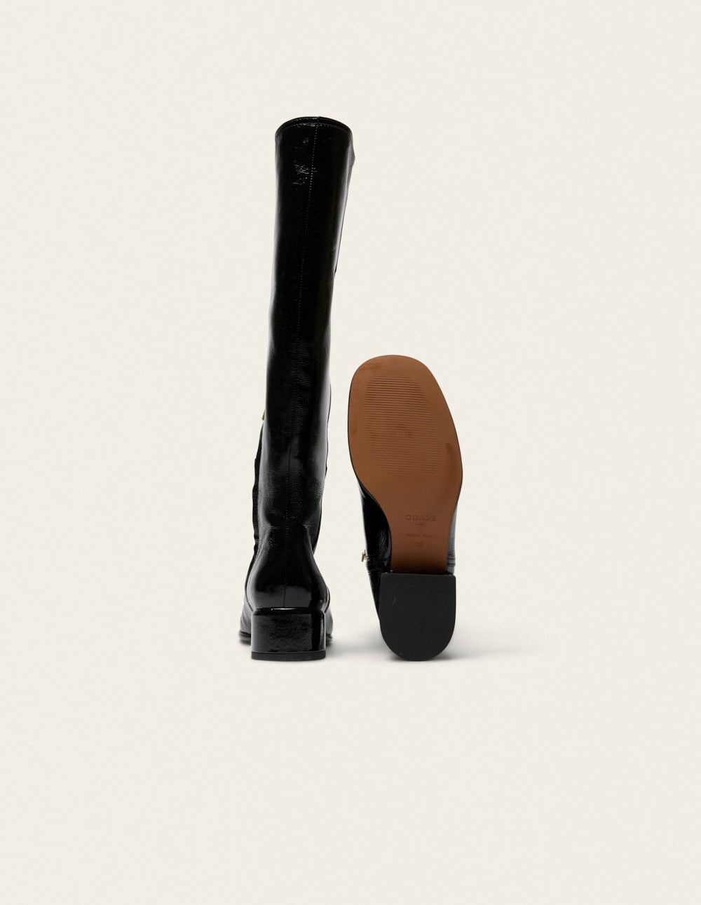 Bottes Tiaga - Cuir plissé verni noir