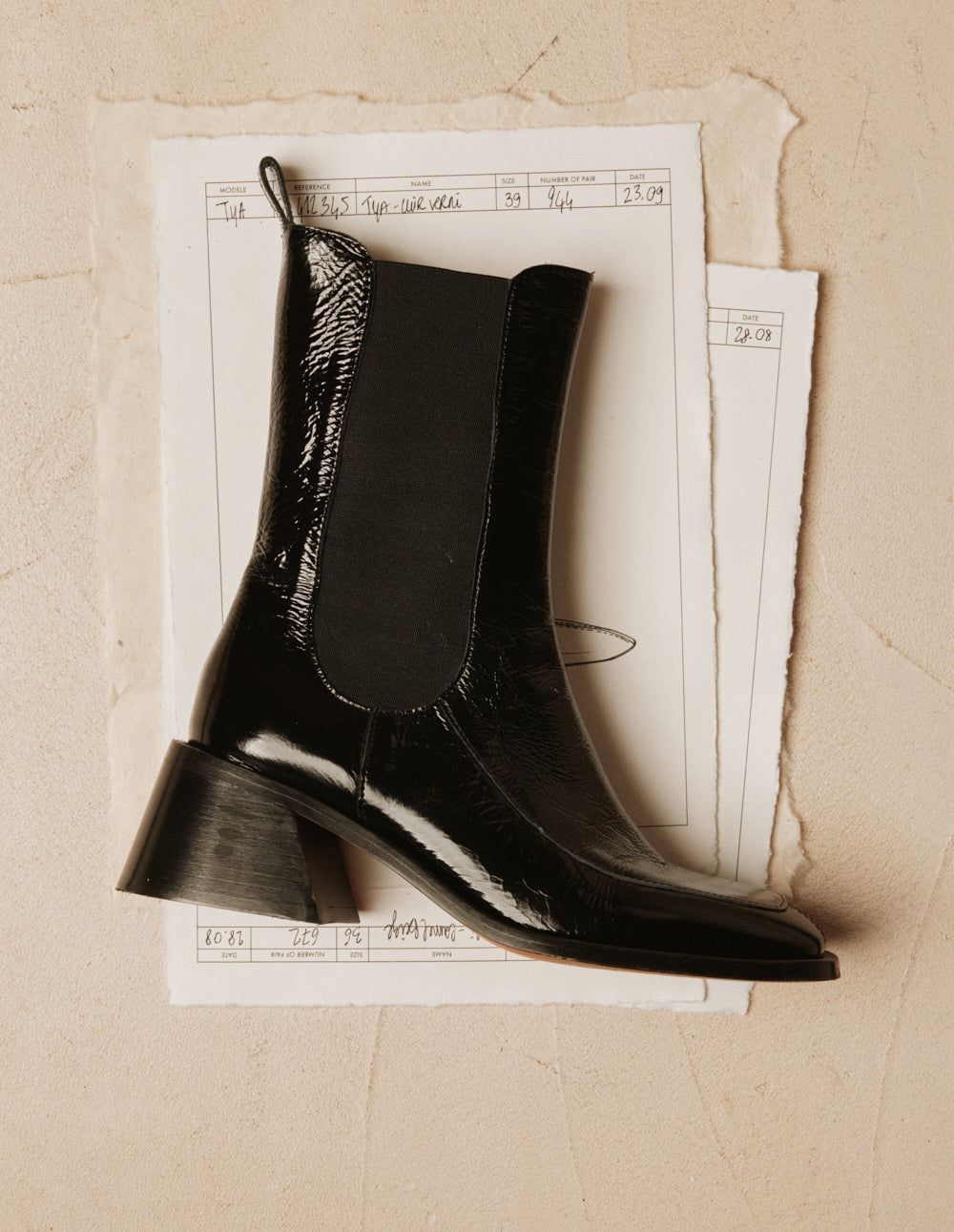 Bottines à talons Toli - Cuir plissé noir
