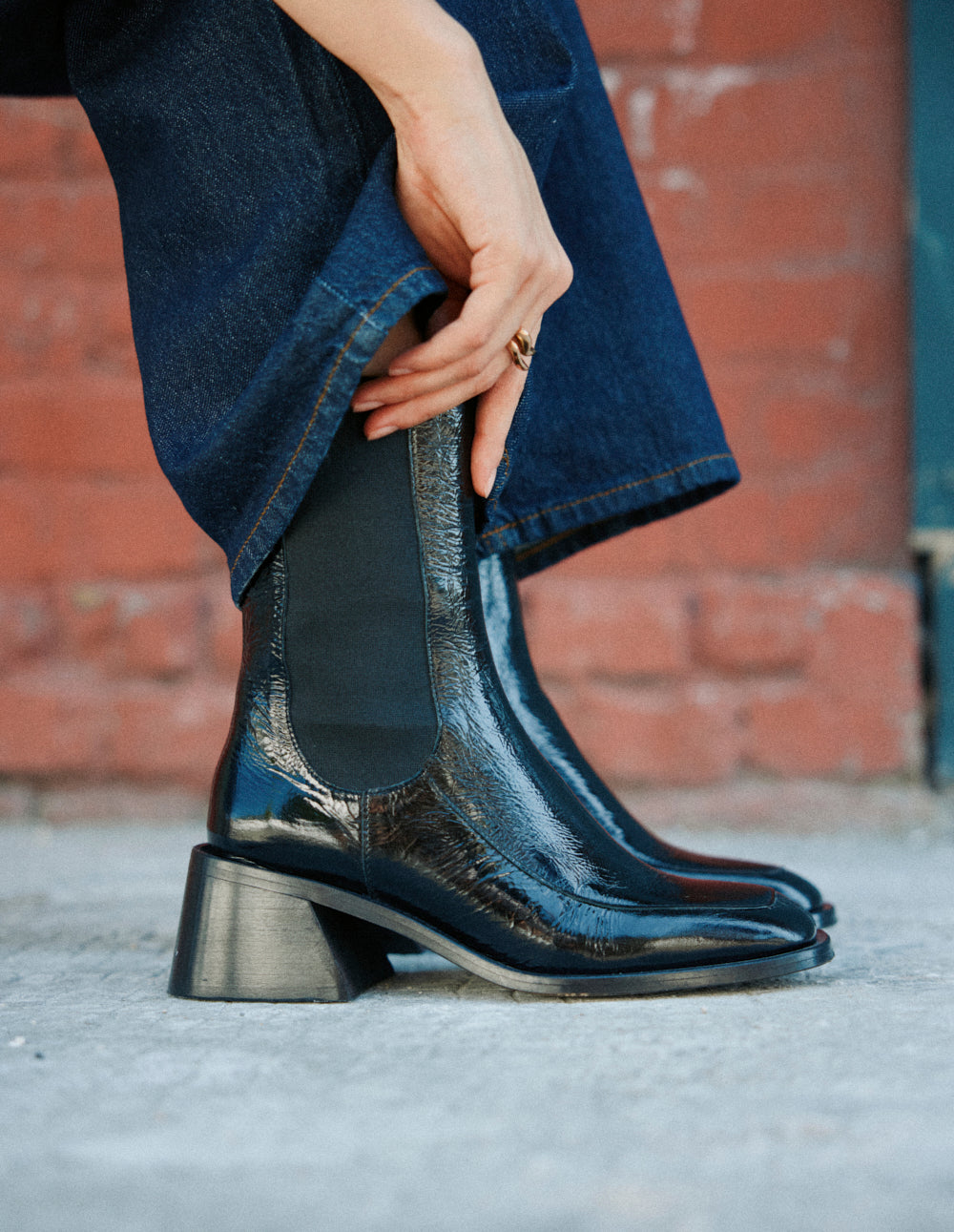 Bottines à talons Toli - Cuir plissé noir