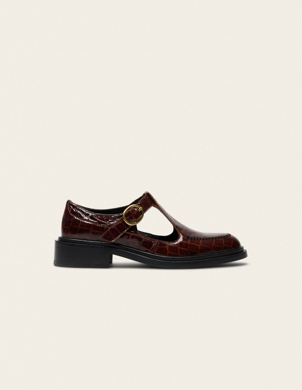Derbies Tyria - Cuir croco marron