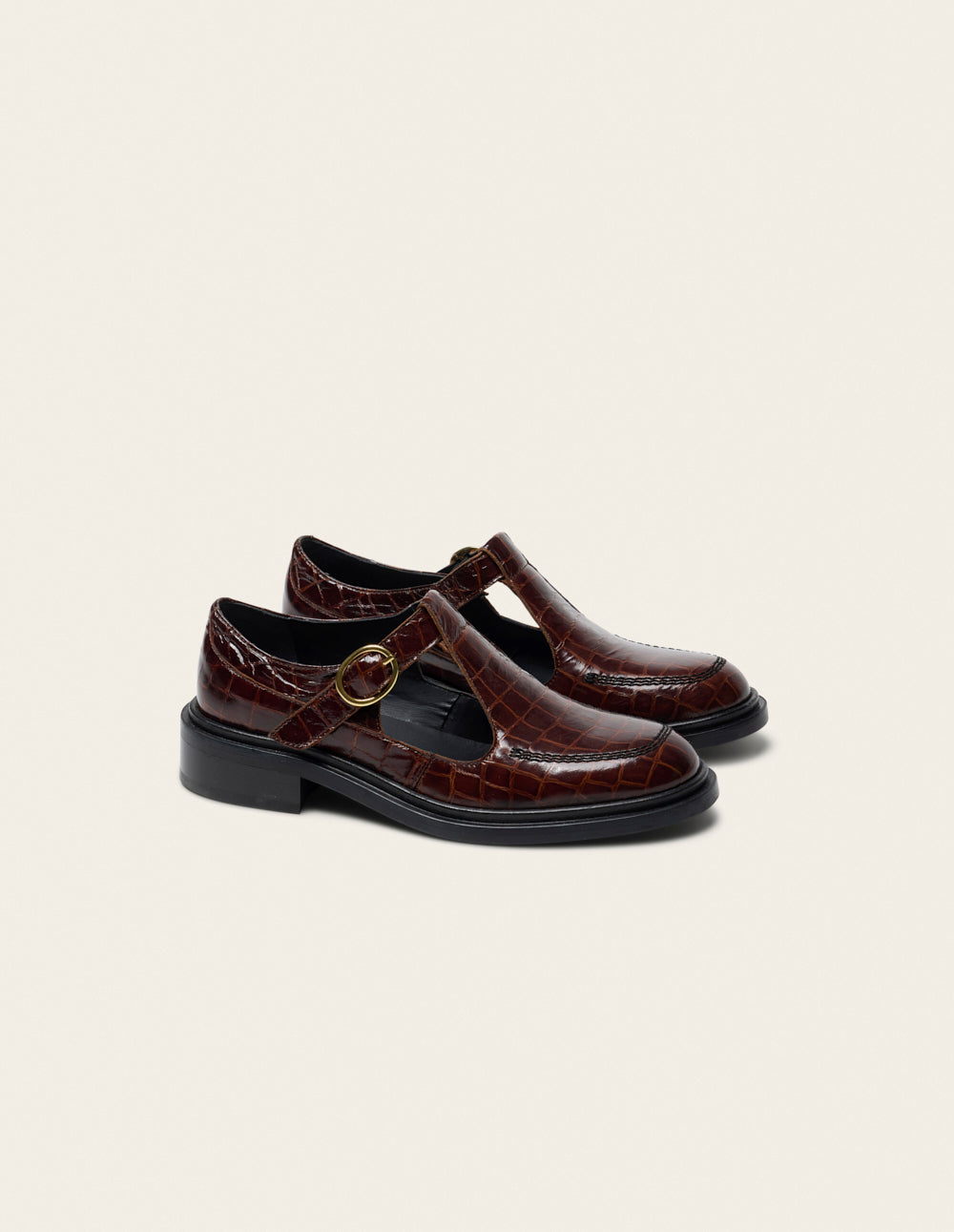 Derbies Tyria - Cuir croco marron