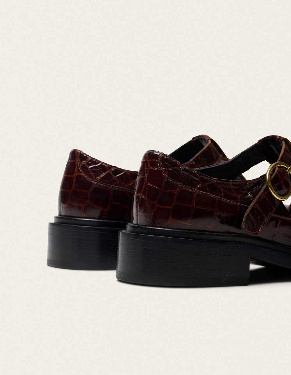 Derbies Tyria - Cuir croco marron