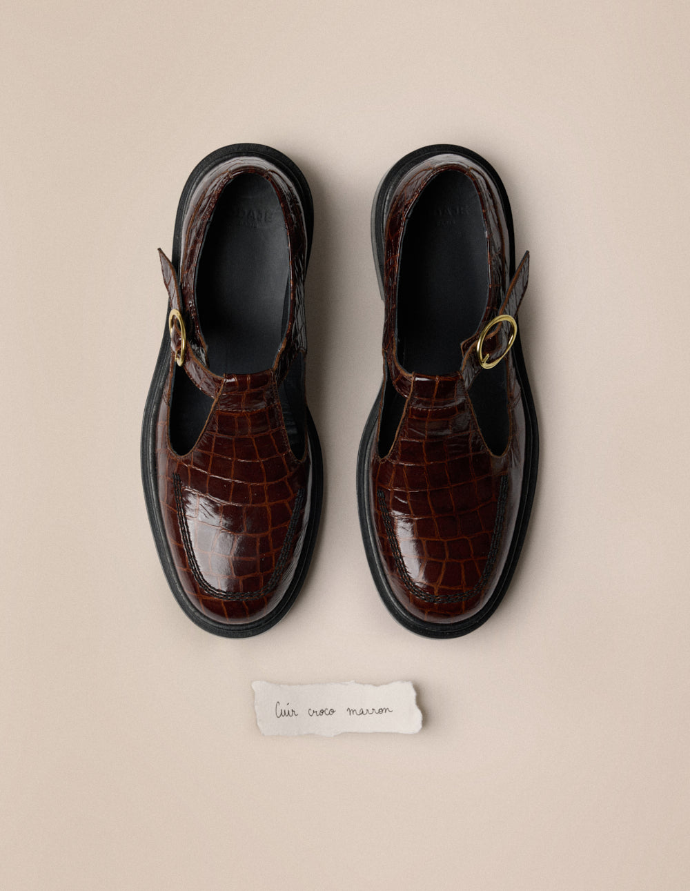 Derbies Tyria - Cuir croco marron