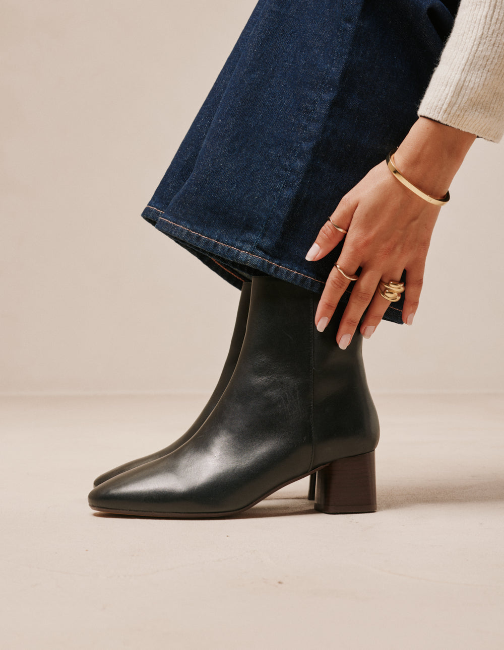 Volma Heeled Ankle Boots - Black Leather
