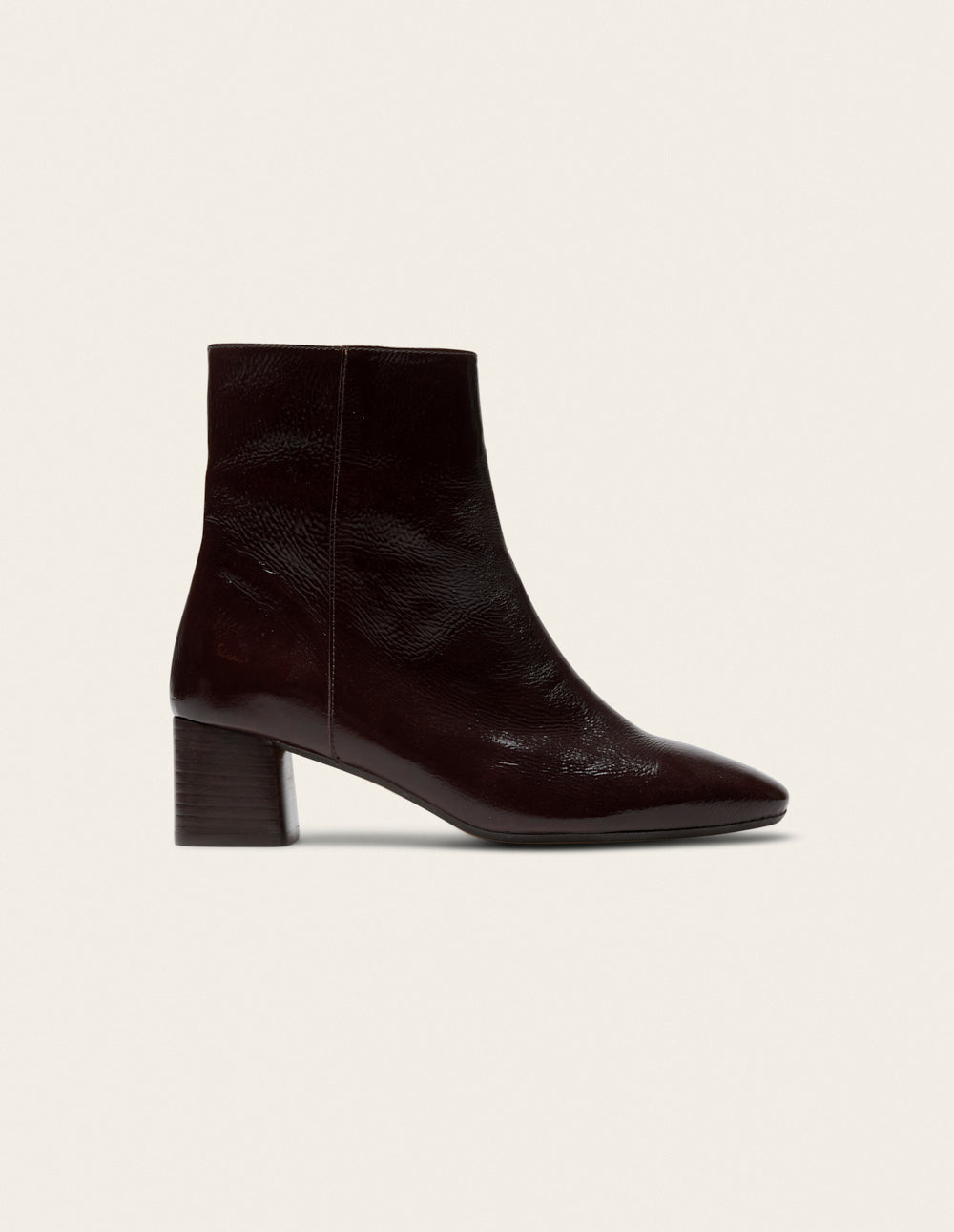 Volma heeled ankle boots - Chocolate patent pleated leather