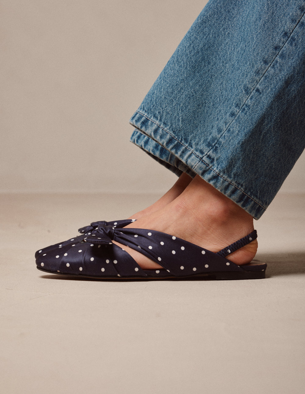 Yana Sandals - Navy Polka Dots