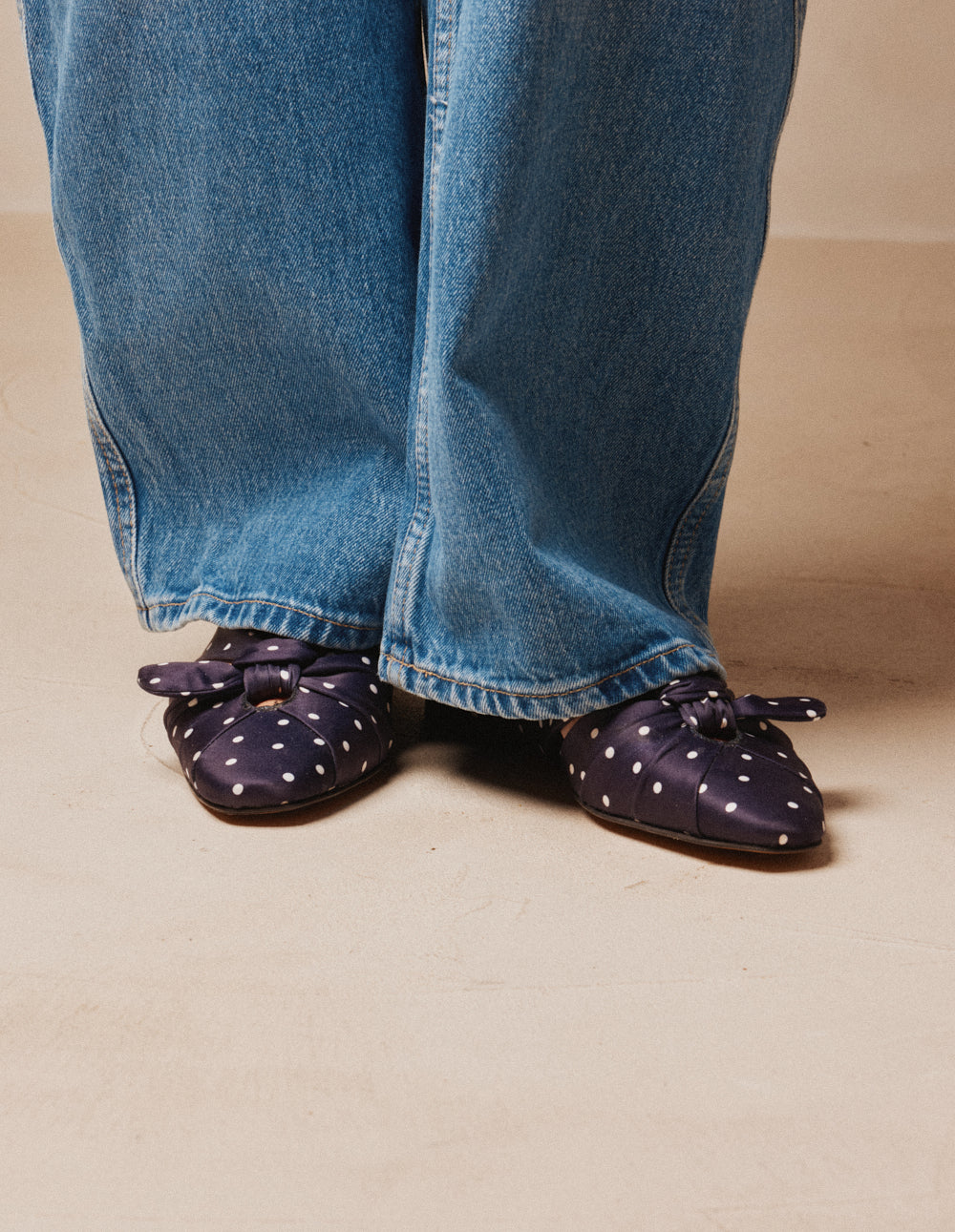 Yana Sandals - Navy Polka Dots