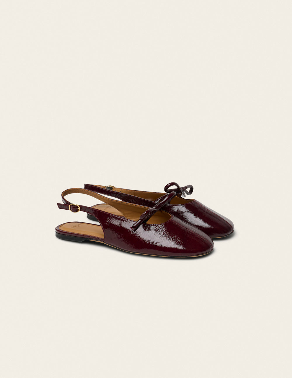 Ballerines Yuna - Cuir plissé verni bordeaux