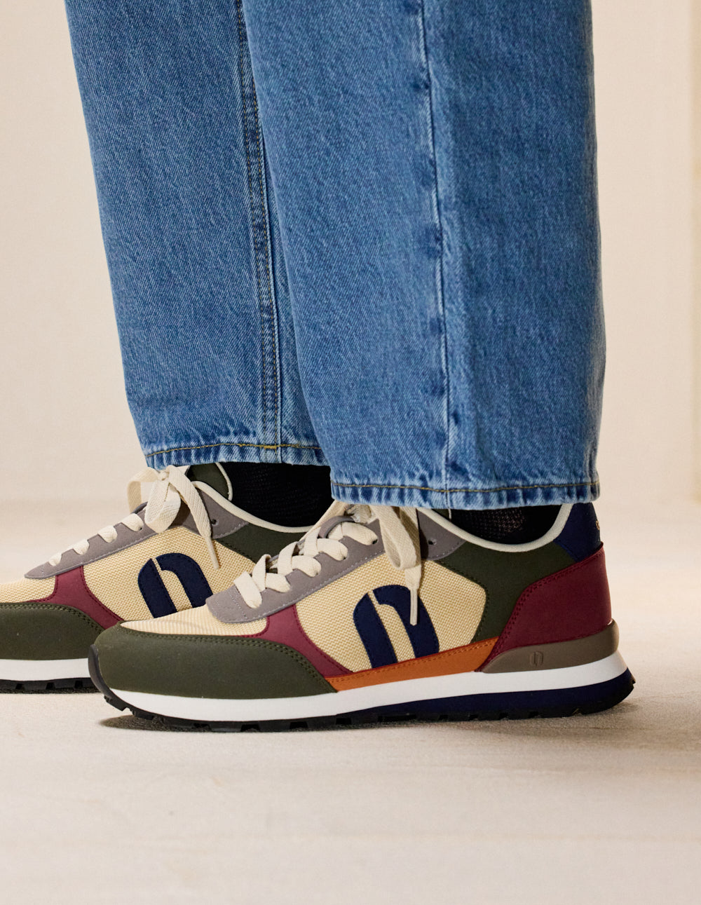 Baskets basses Adrien - Kaki écru gris