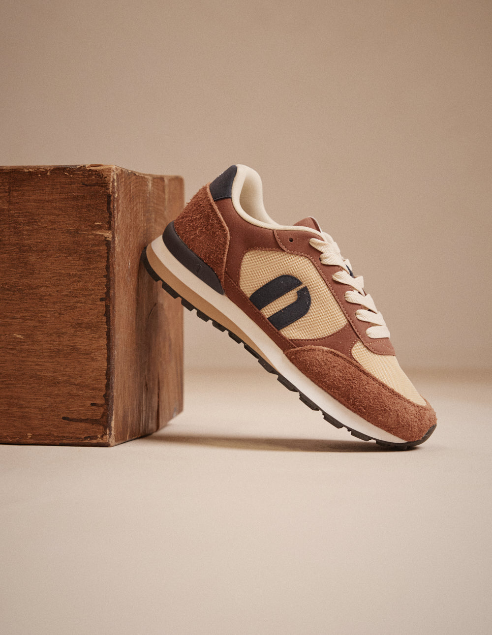 Baskets basses Adrien - Marron écru marine