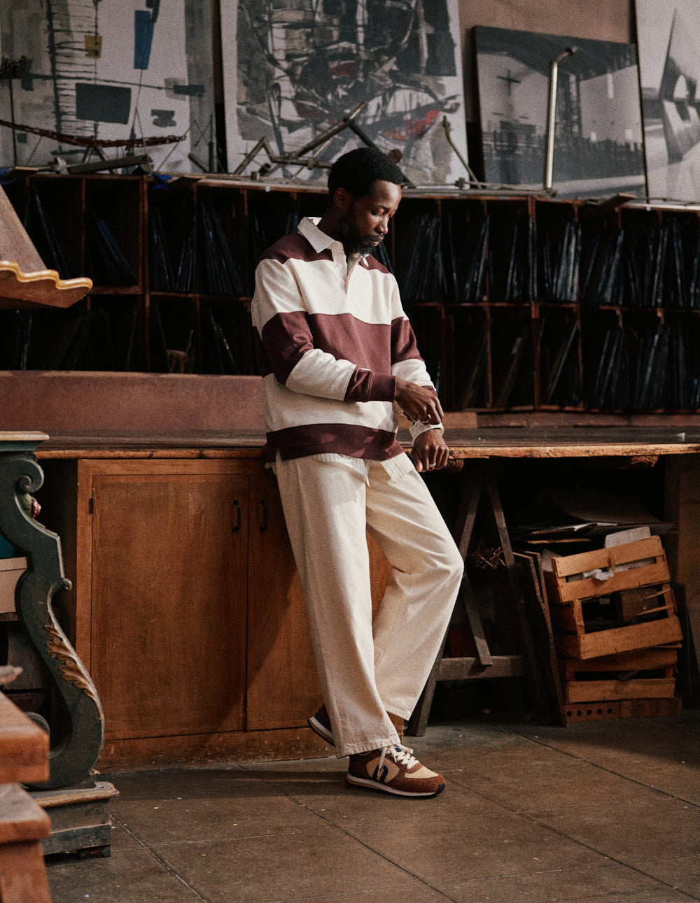 Baskets basses Adrien - Marron écru marine