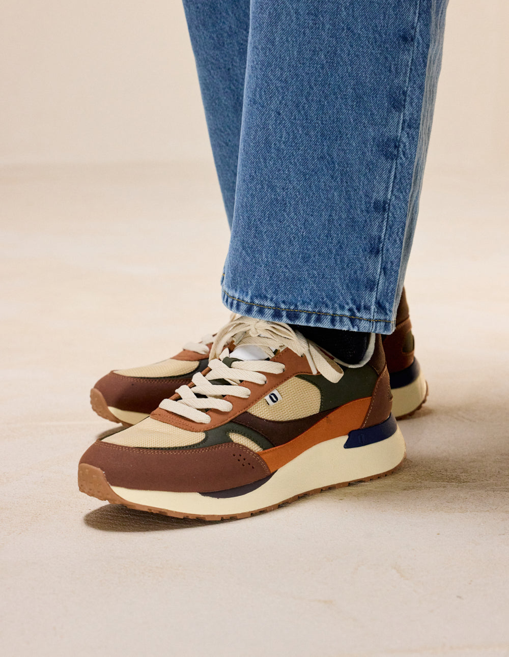 Baskets basses Anael - Marron kaki écru