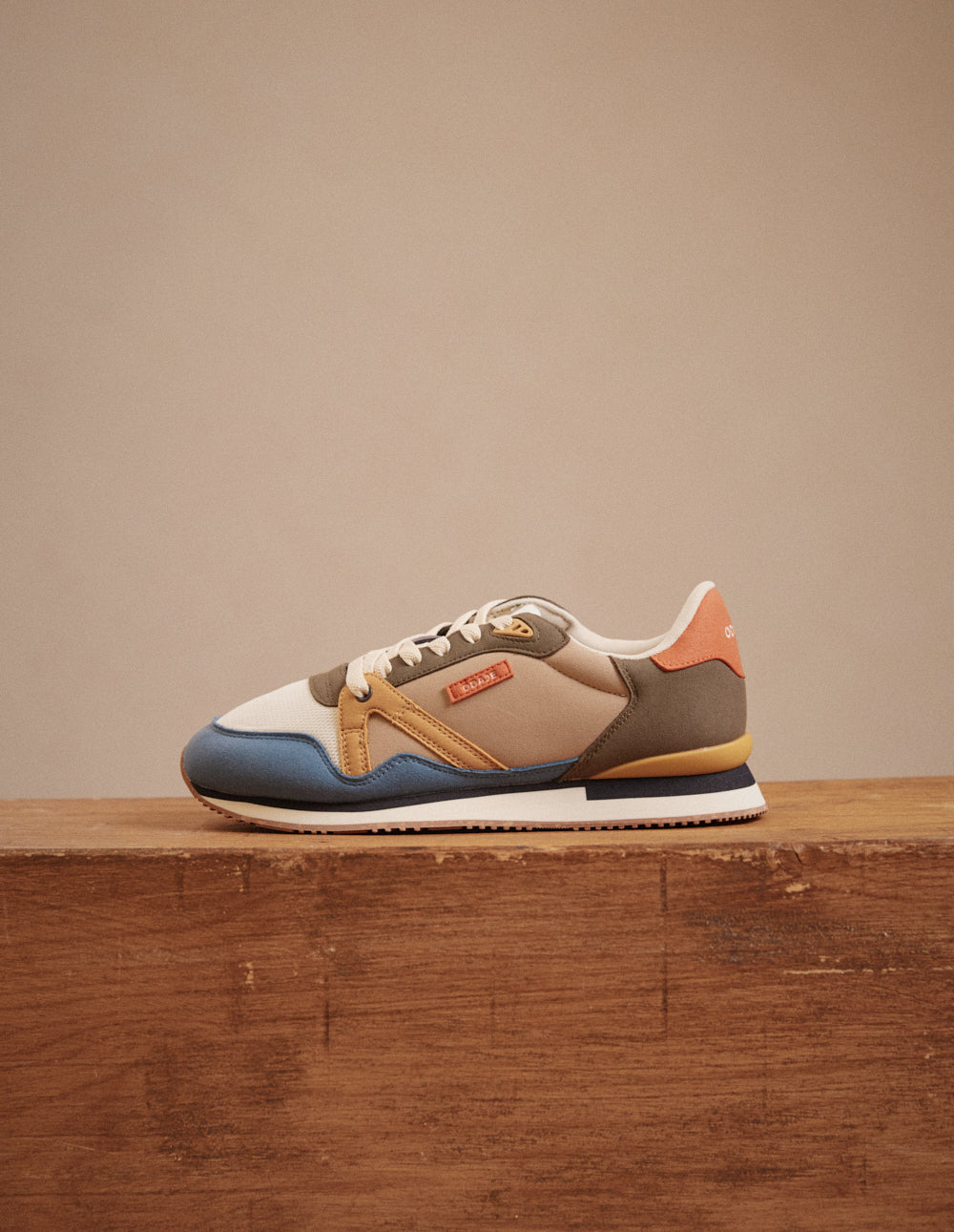 Baskets basses André - Bleu ivoire moutarde