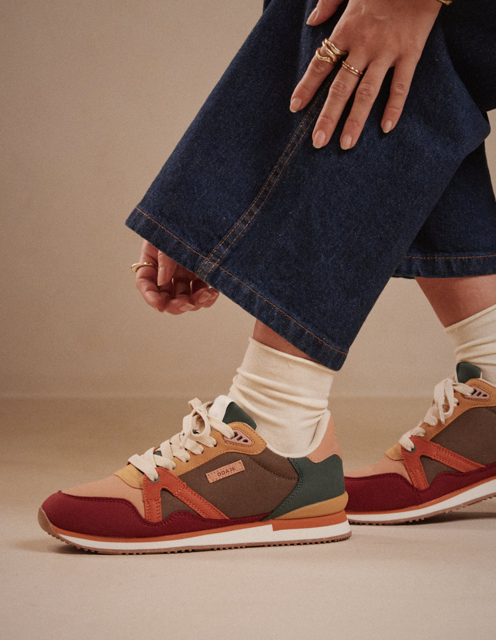 Baskets basses Andrée - Bordeaux pêche moutarde