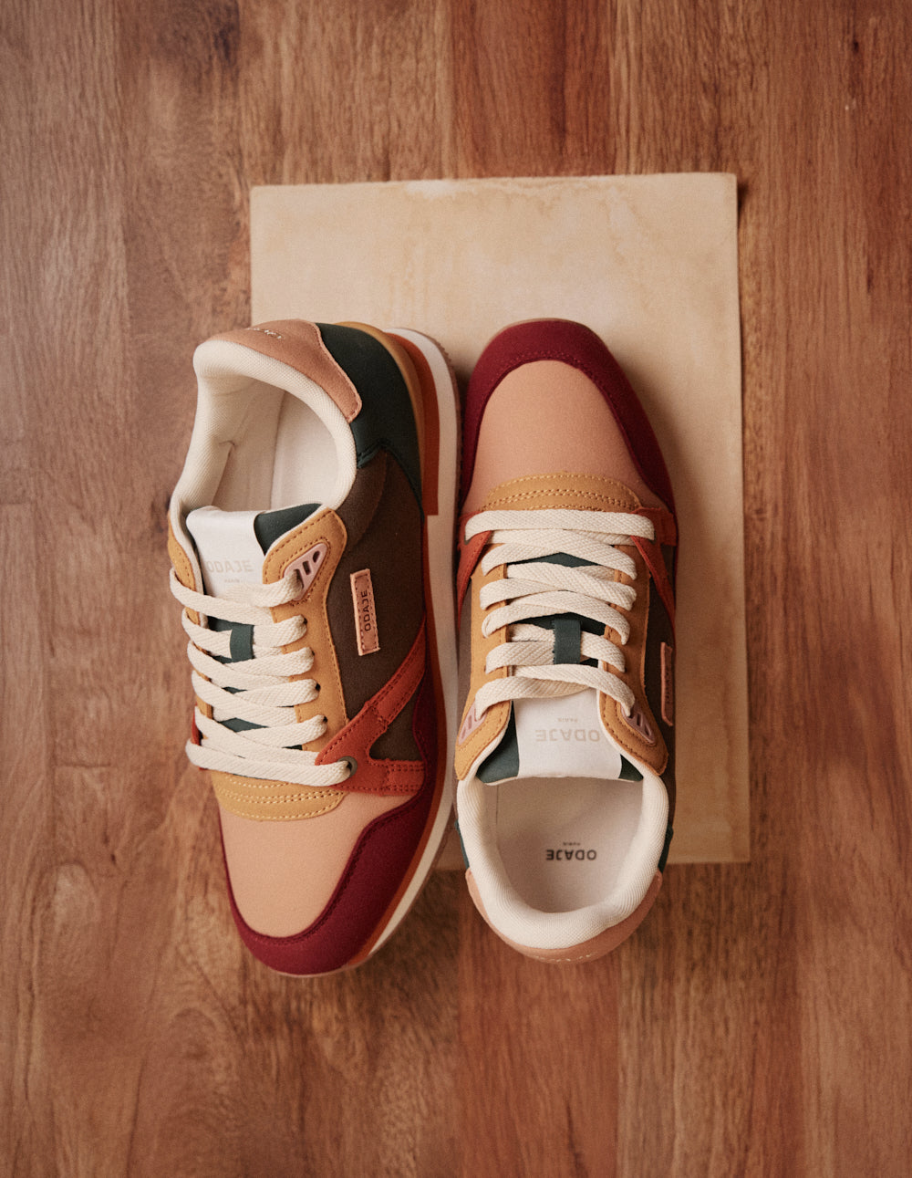 Baskets basses Andrée - Bordeaux pêche moutarde