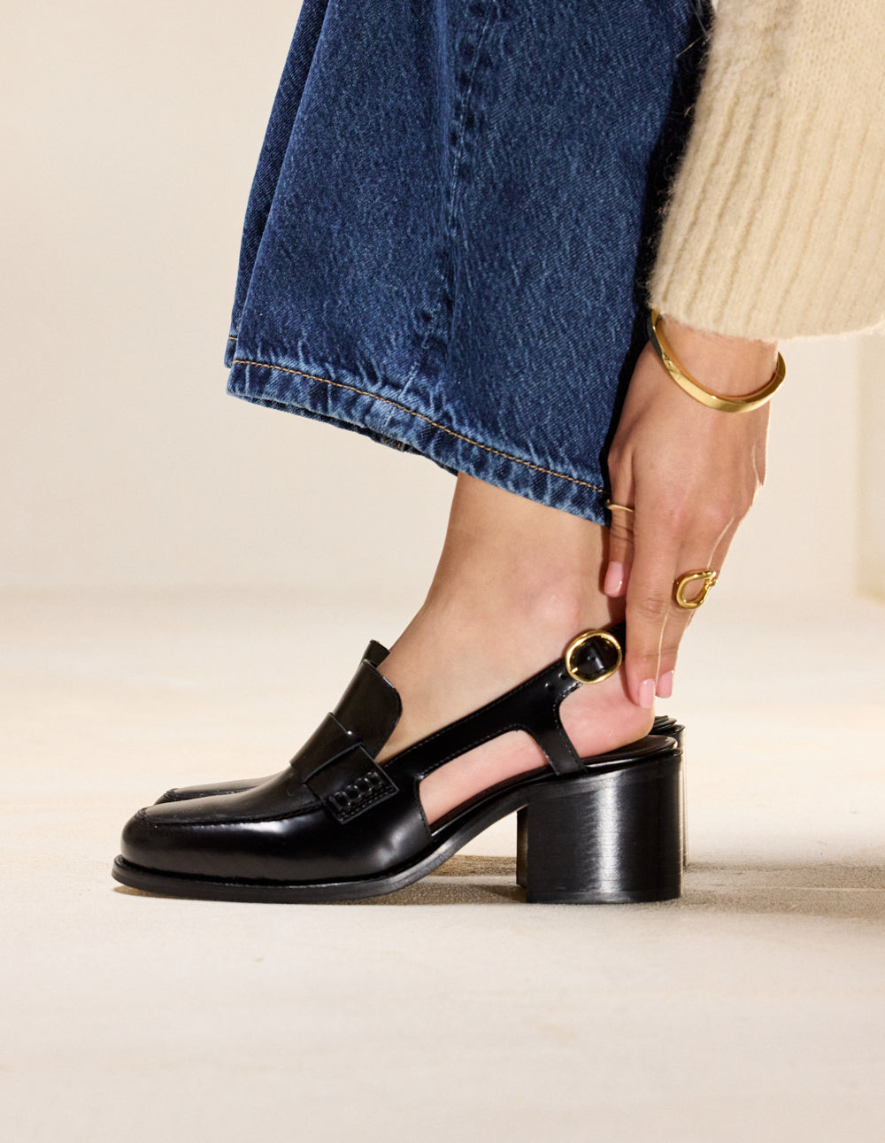 Escarpins Elyra - Cuir box noir