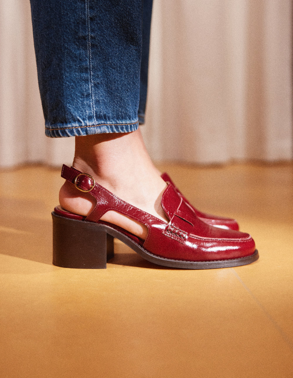 Elyra pumps - Burgundy pleated patent leather
