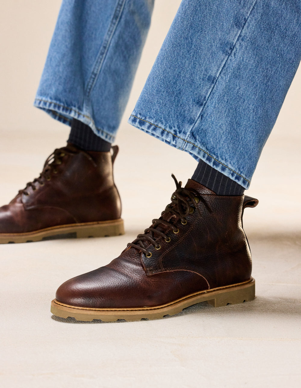 Low boots Eugène - Brown grained pull up leather