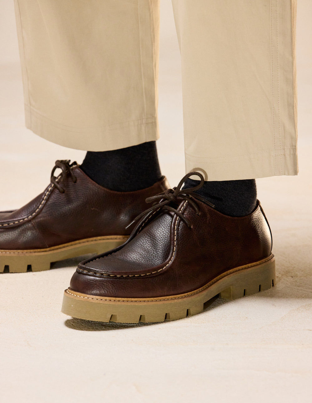 Derbies Gontran - Cuir pull up grainé marron