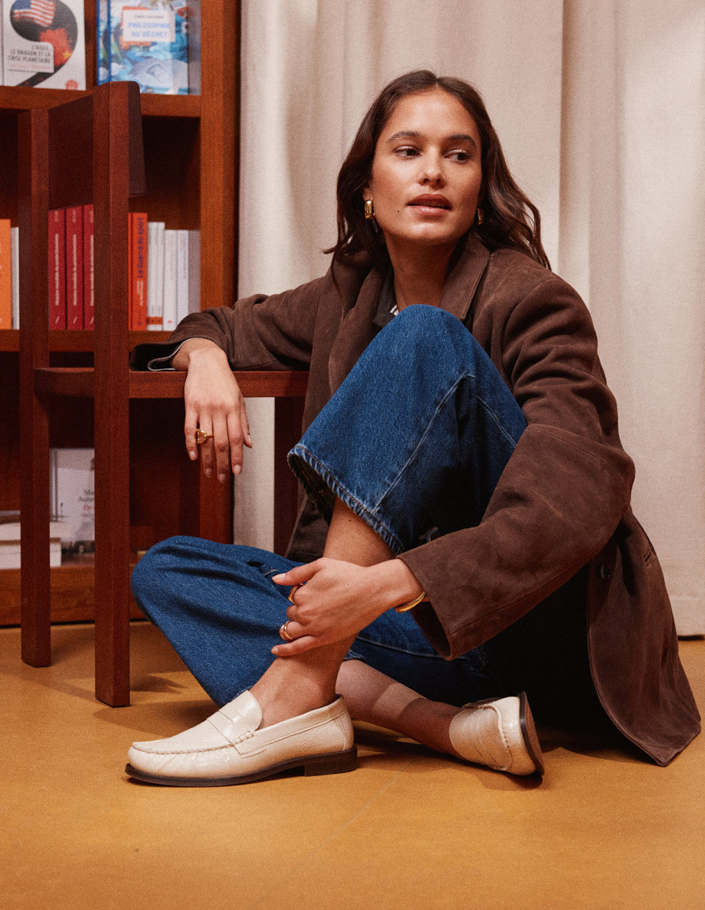 Halley Loafers - Ecru Pleated Patent Leather