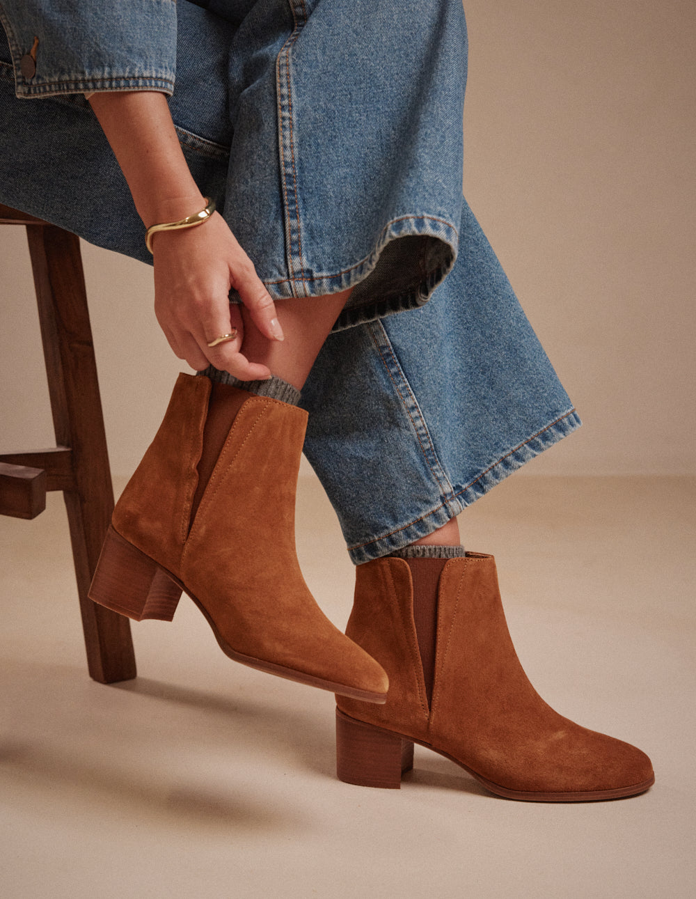 Bottines à talons Jeanne M - Suède ambre