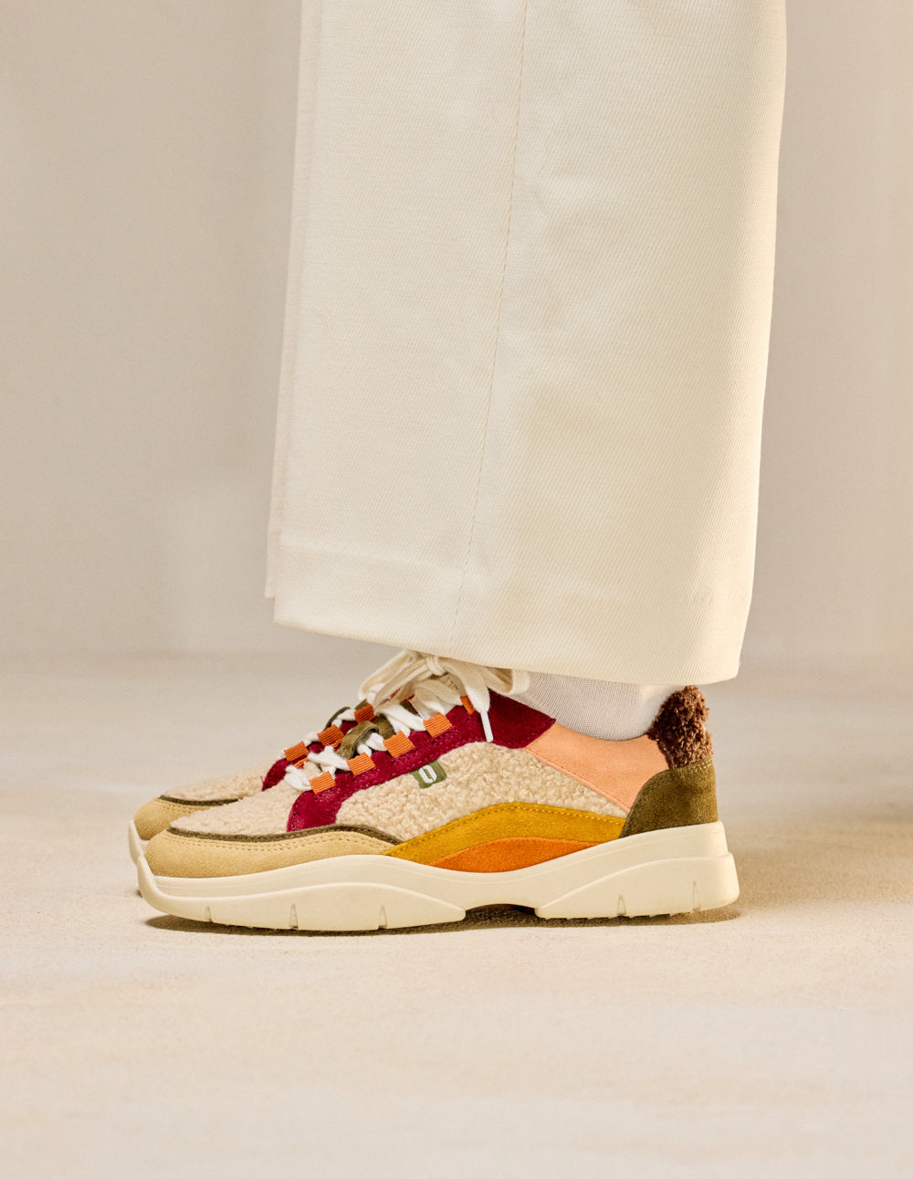 Baskets basses Laura - Beige crème bordeaux