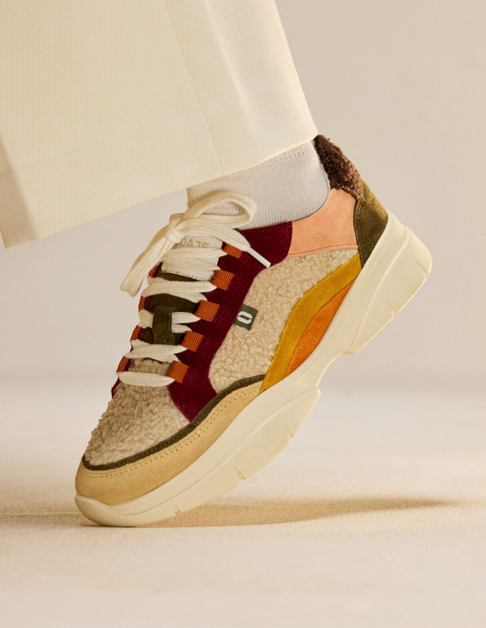 Baskets basses Laura - Beige crème bordeaux