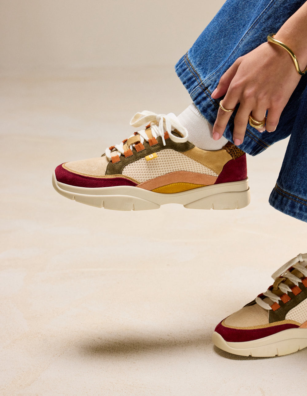 Running trainers Laura - Burgundy cream khaki