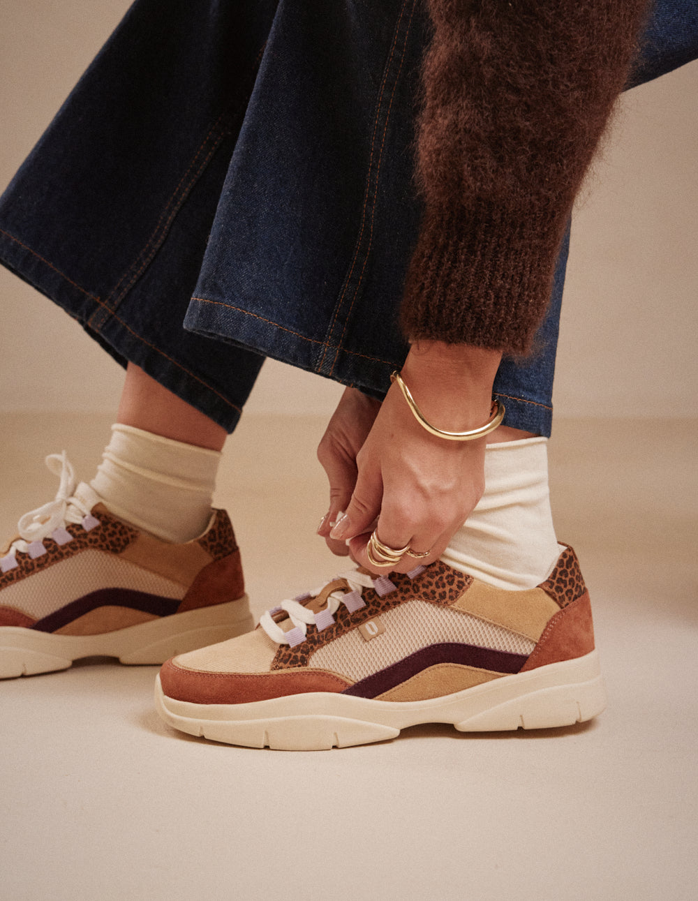 Baskets basses Laura - Brique beige léopard