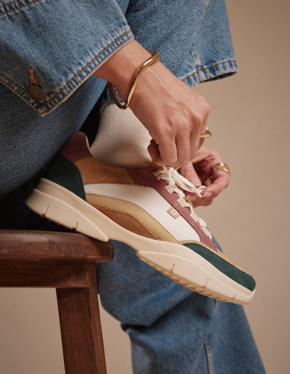 Laura low trainers - Green yellow beige