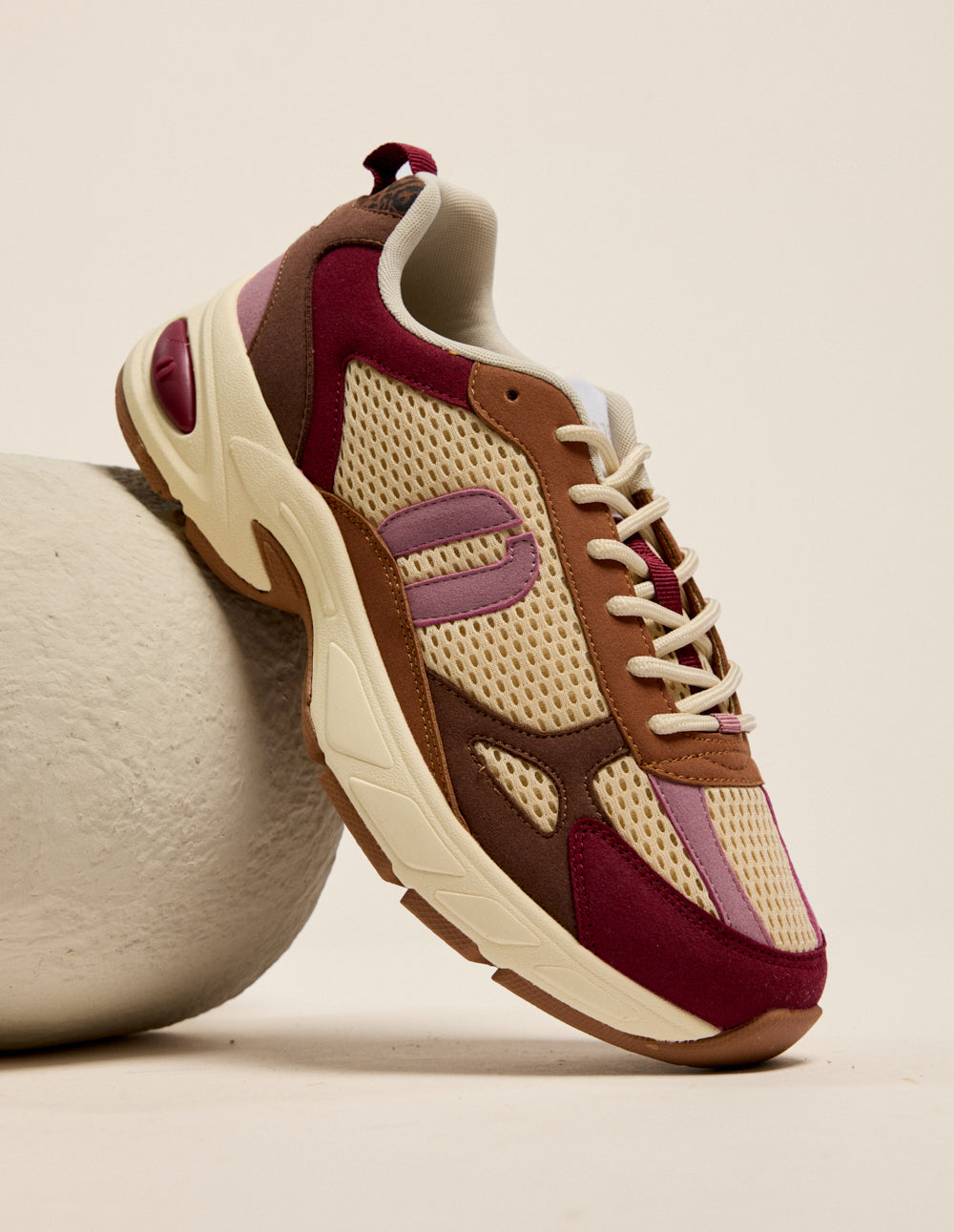 Baskets basses Maé - Bordeaux beige rose