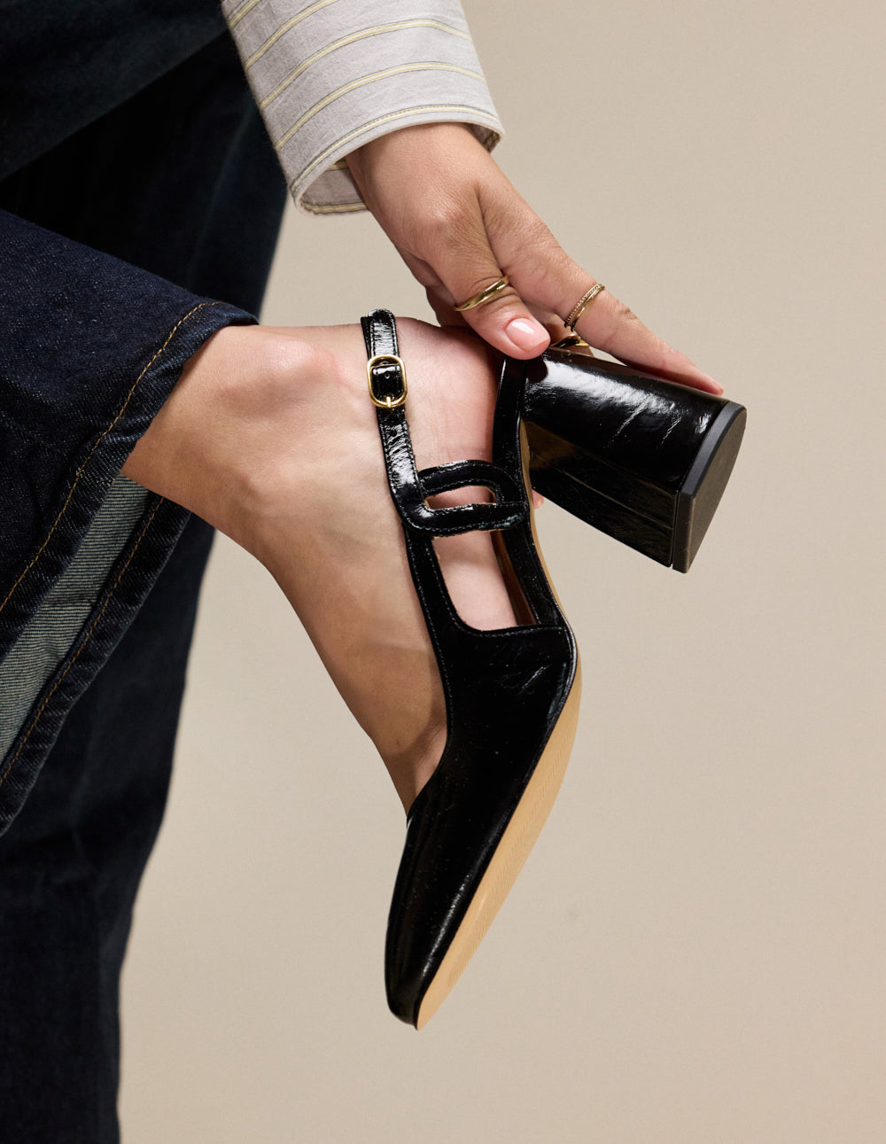 Pumps Marcie - Black pleated leather