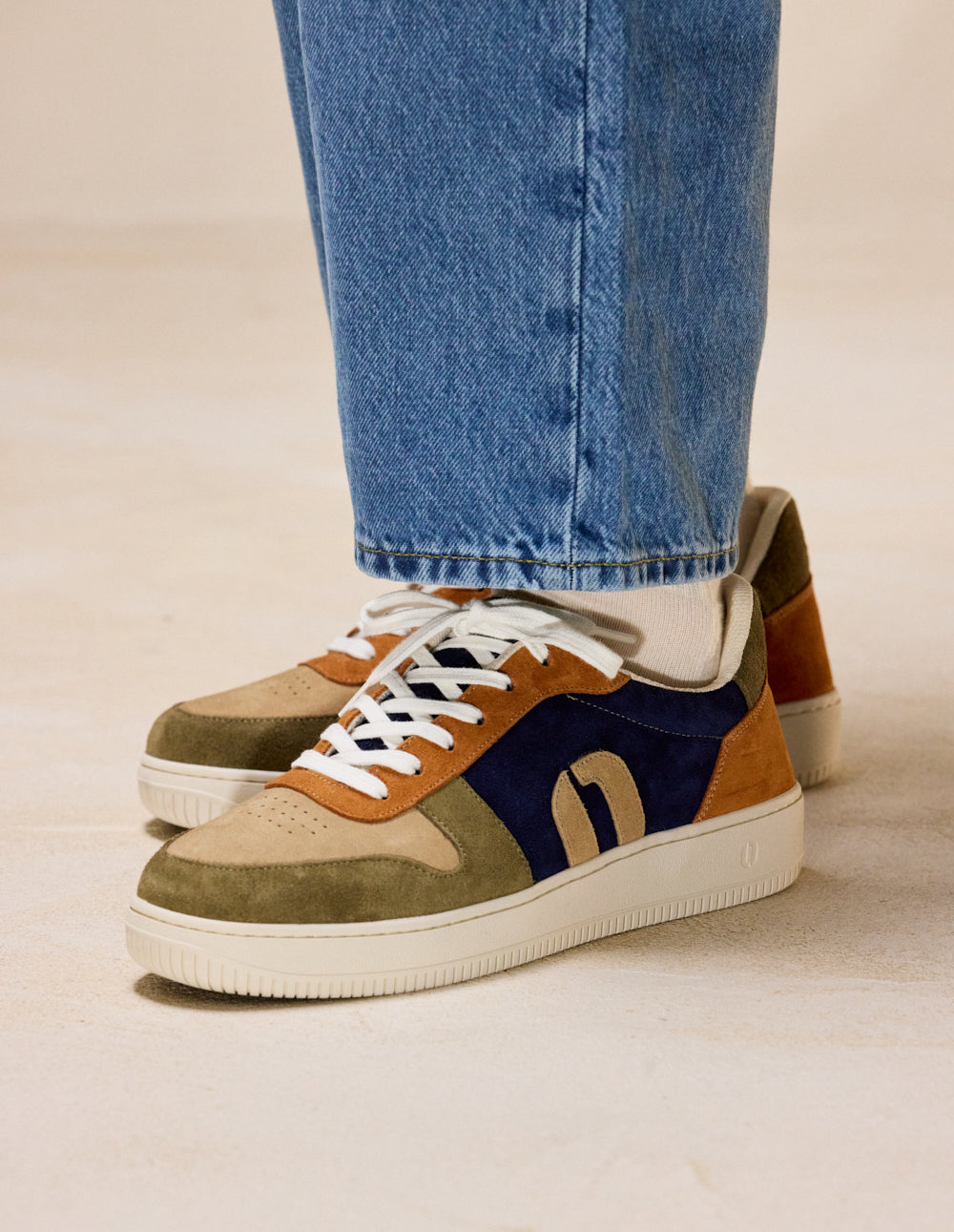 Baskets basses Matthieu - Kaki beige marron