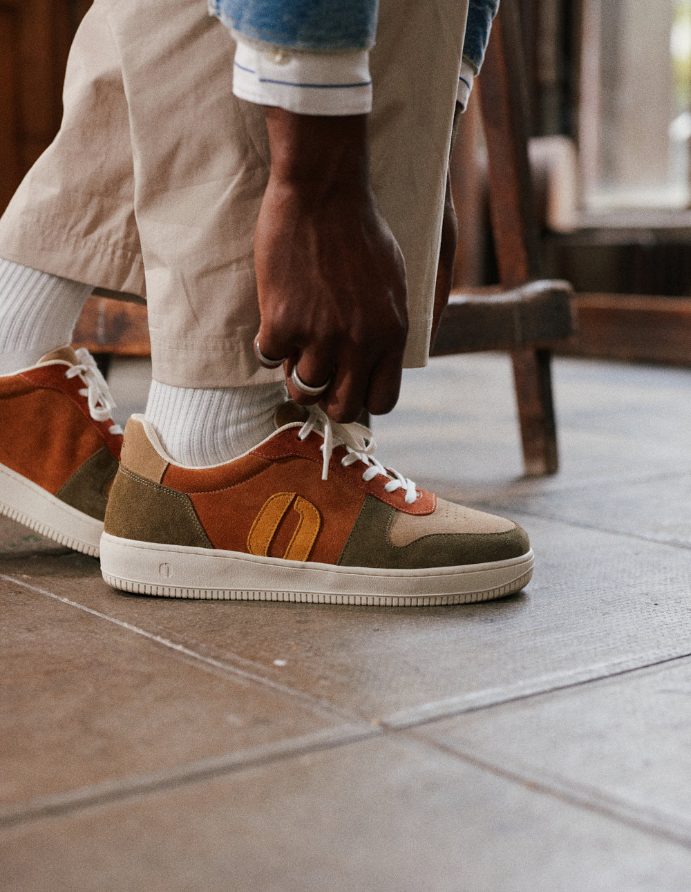 Matthieu low-top trainers - Khaki brick beige