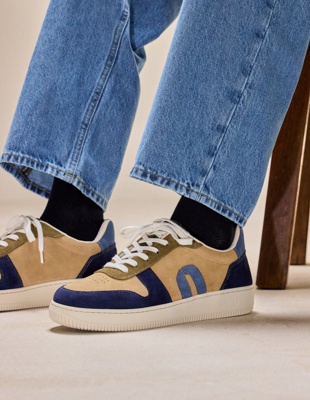 Matthieu low-top trainers - Navy beige khaki