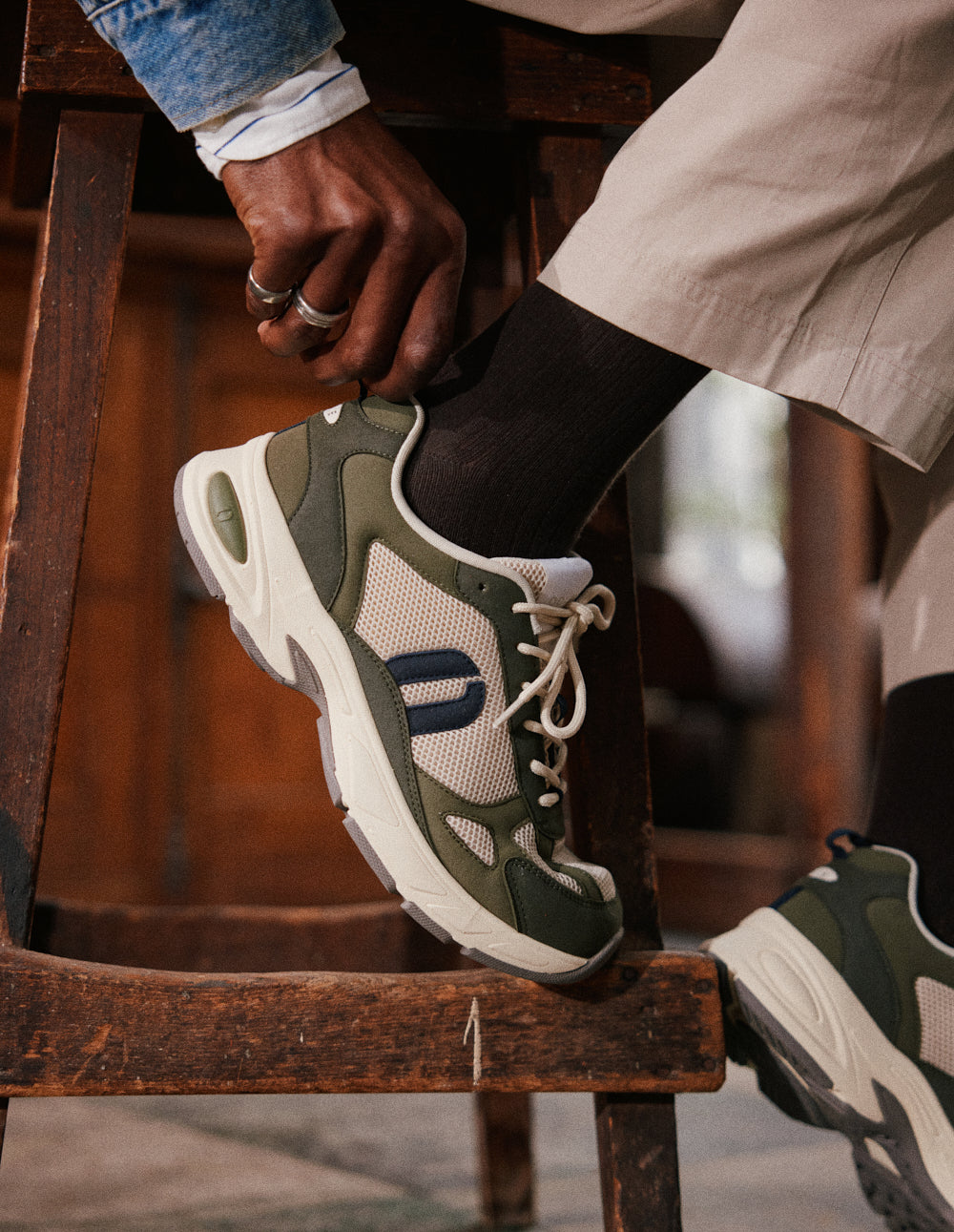 Max low-top trainers - Khaki ecru