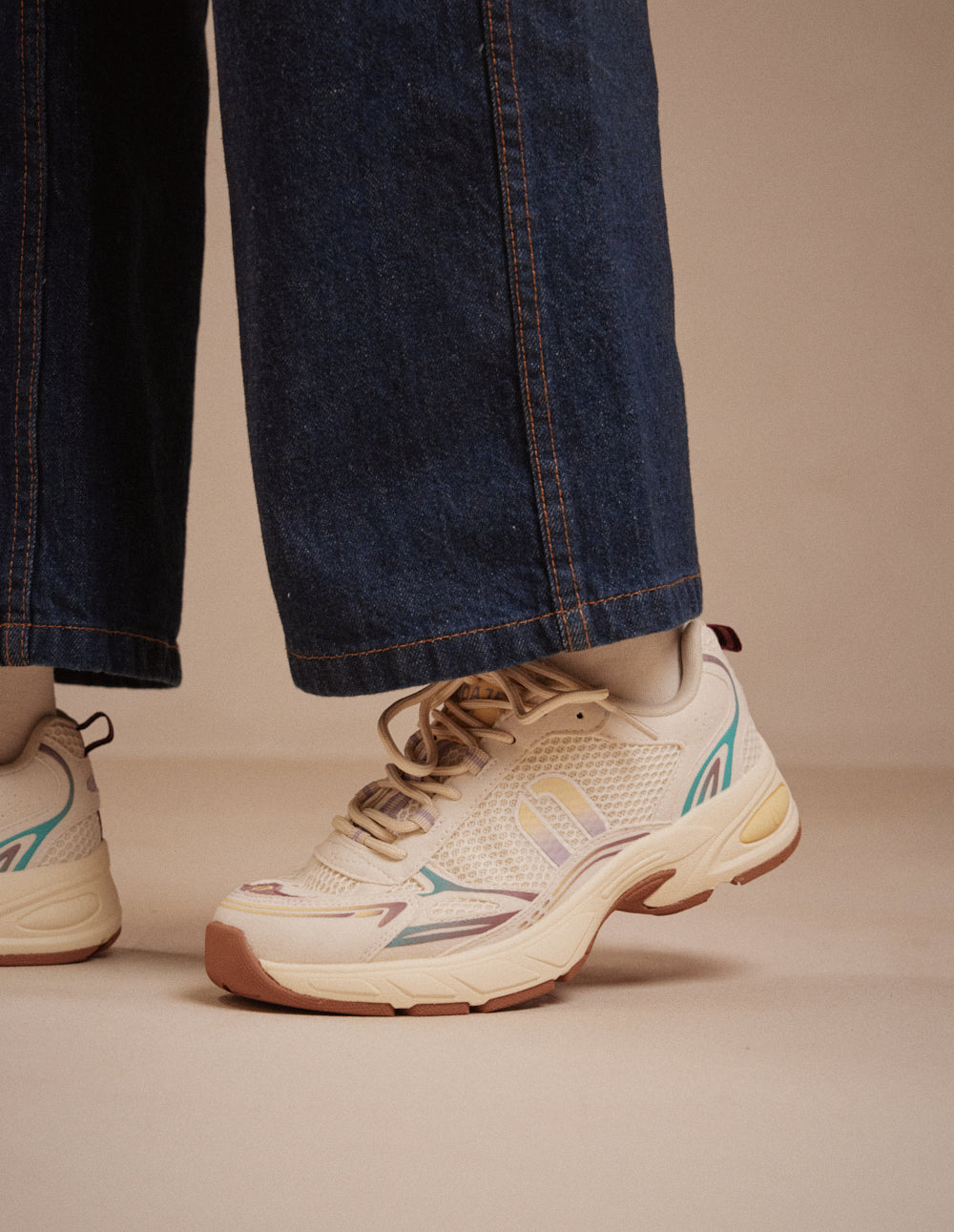 Baskets basses May - Écru rose jaune