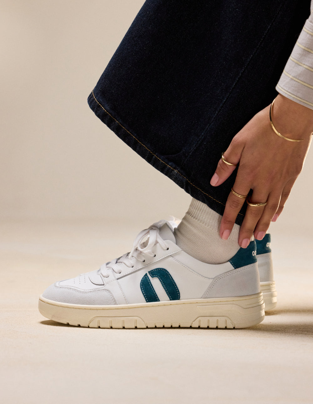 Baskets basses Nora - Gris clair blanc bleu