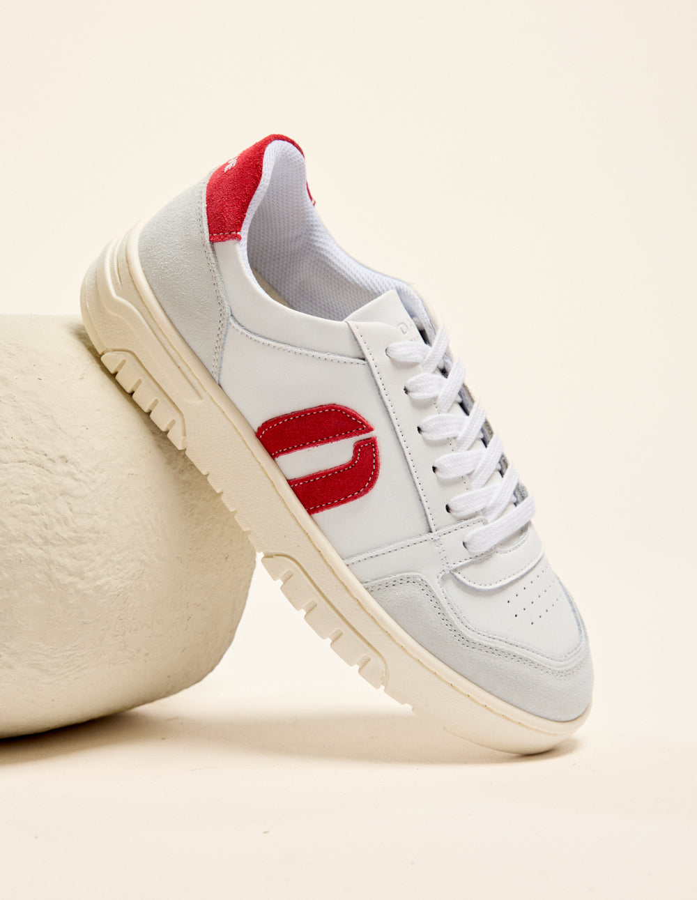 Baskets basses Nora - Gris clair blanc rouge