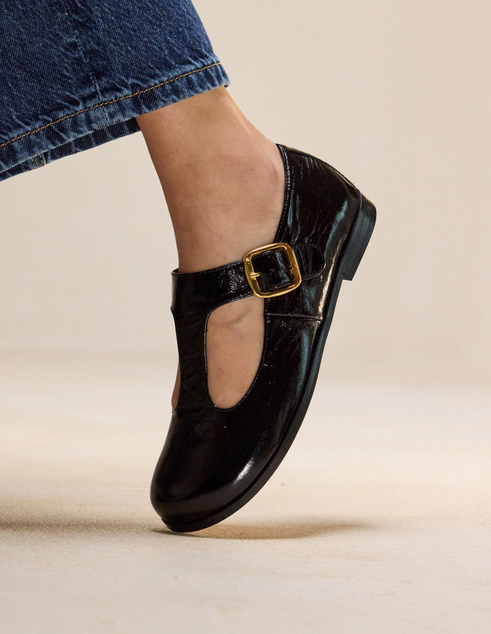 Ballerines Opal - Cuir plissé noir