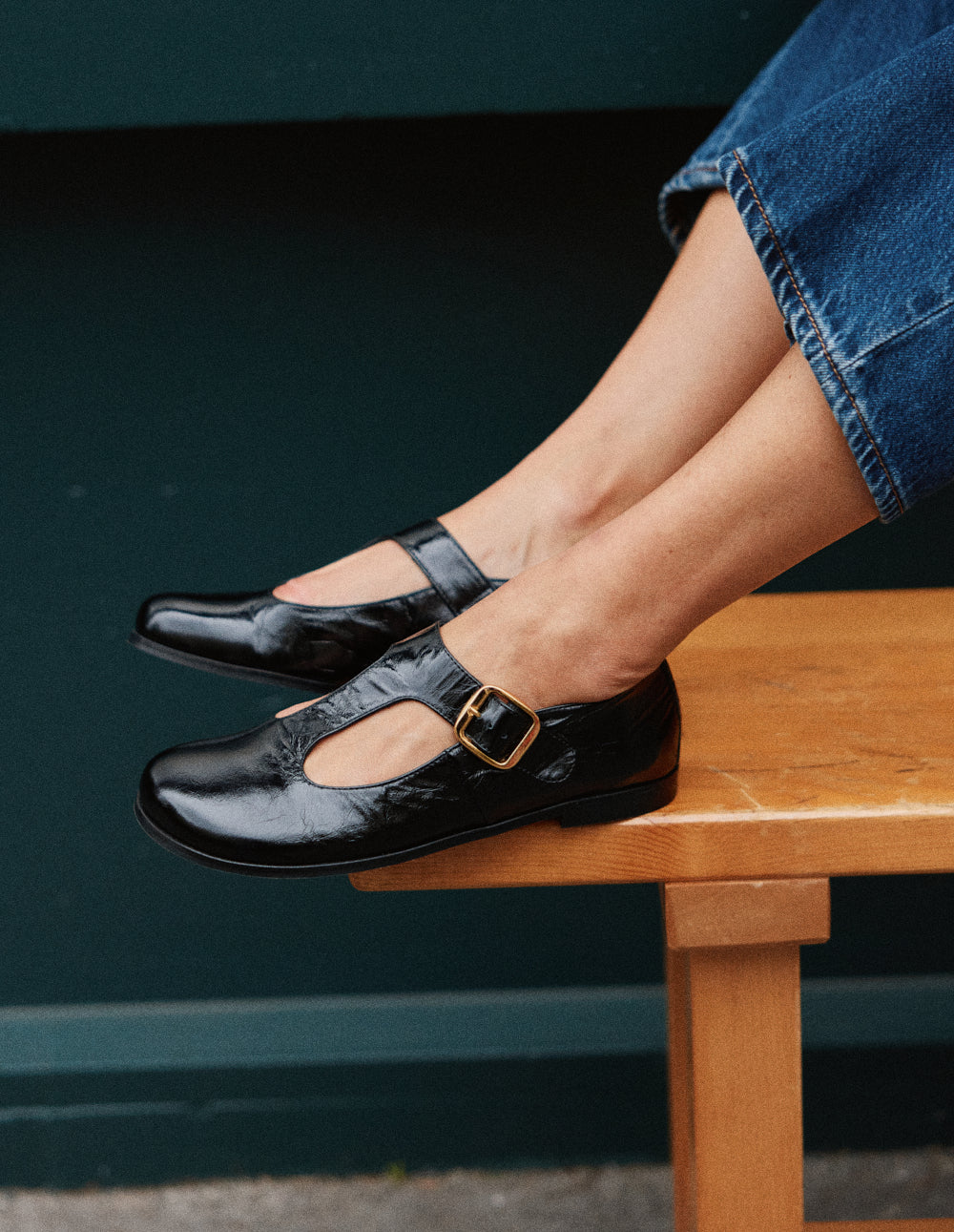 Ballerines Opal - Cuir plissé noir