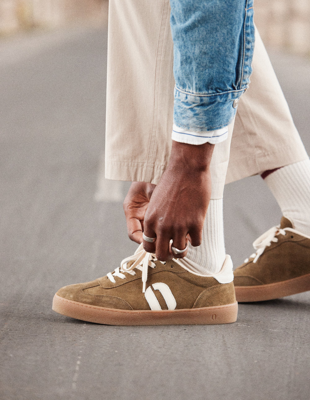 Pablo low-top trainers - Ecru khaki