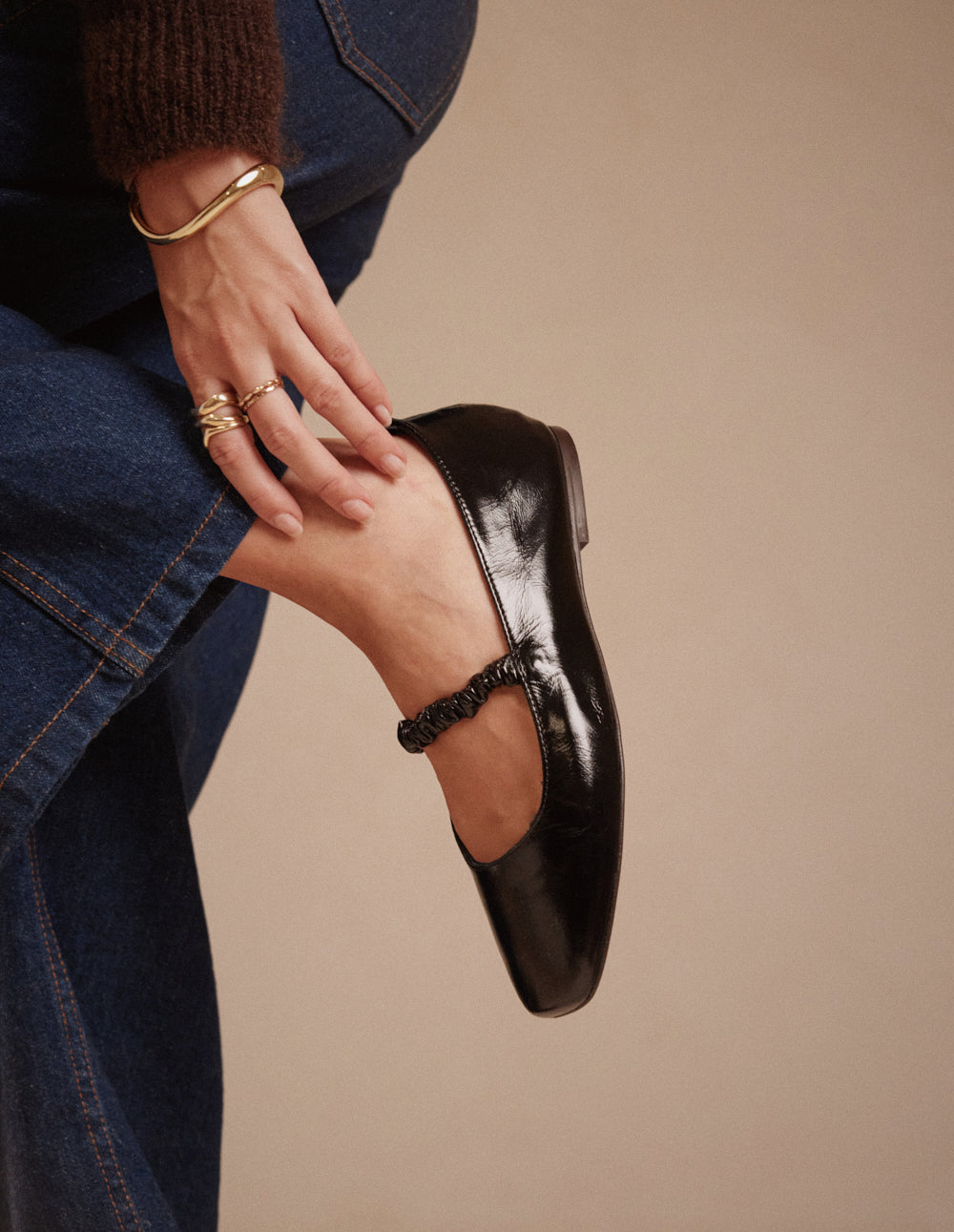 Ballerines Serra - Cuir plissé noir