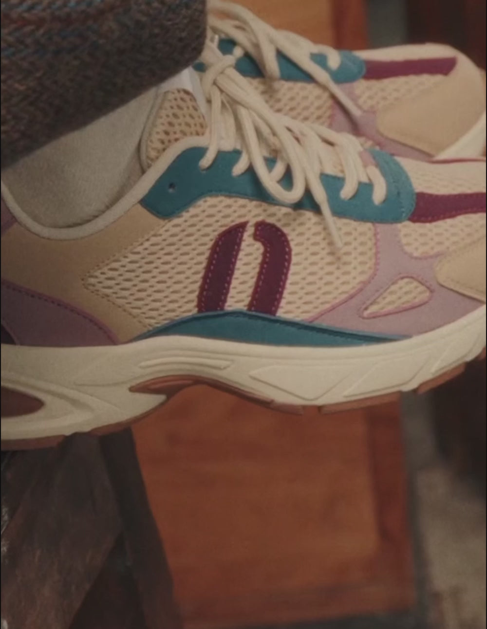 Maé low-top trainers - Beige ecru plum