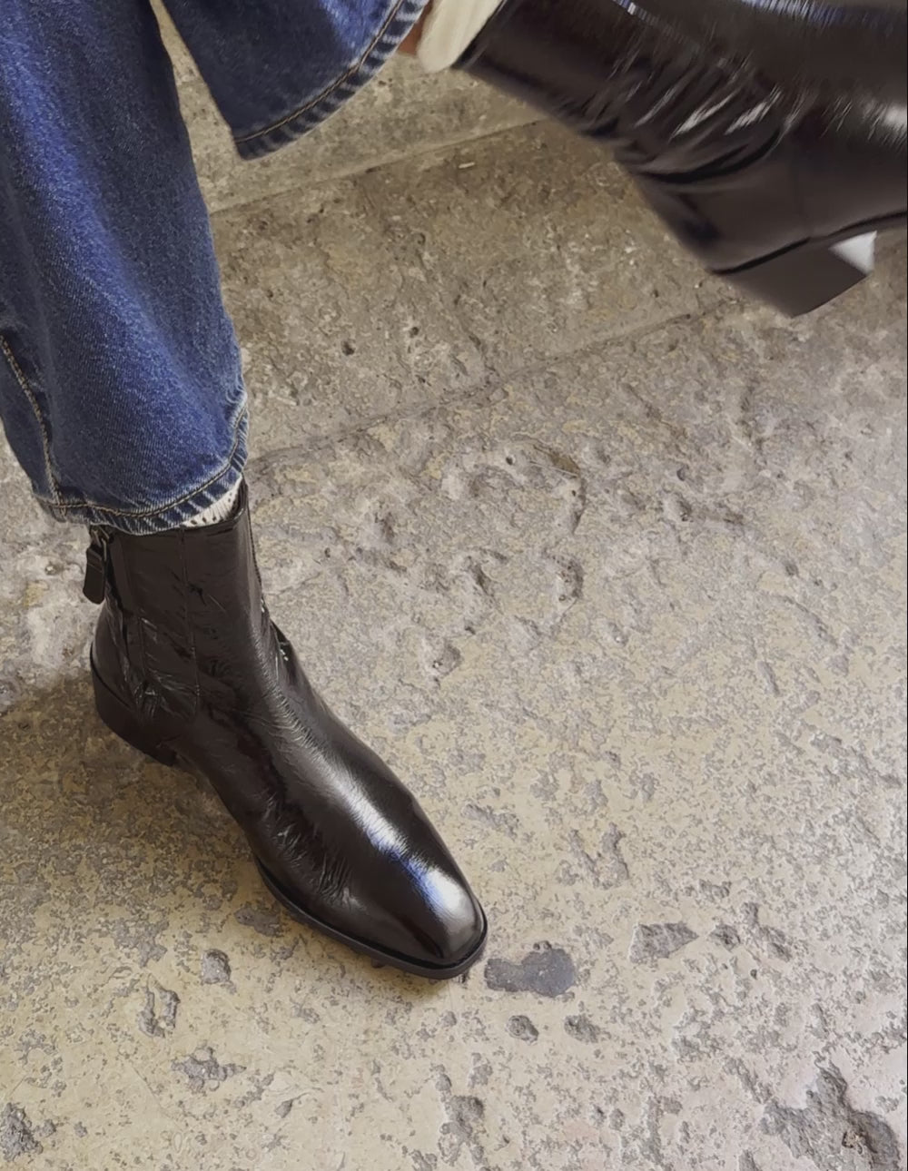 Bottines Sybille - Cuir plissé noir