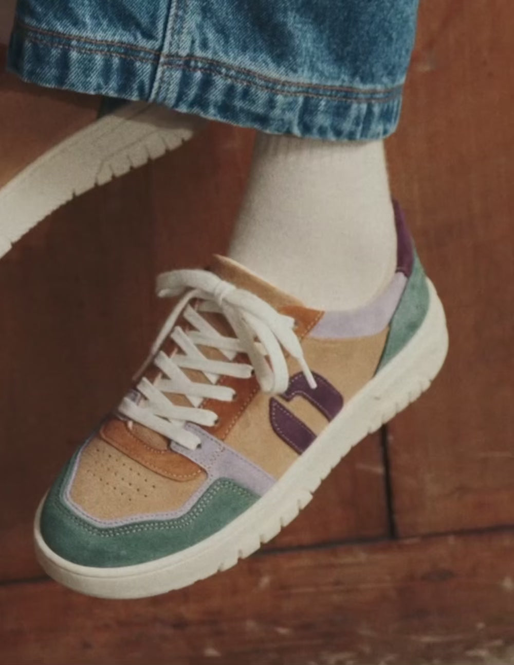 Baskets basses Nora - Vert lilas beige