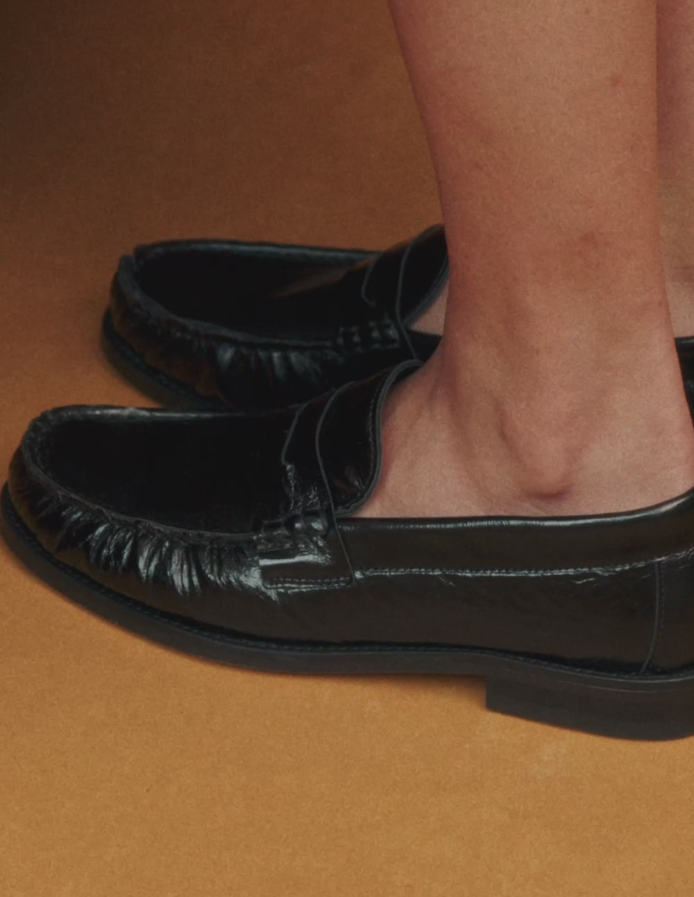 Mocassins Halley - Cuir plissé noir