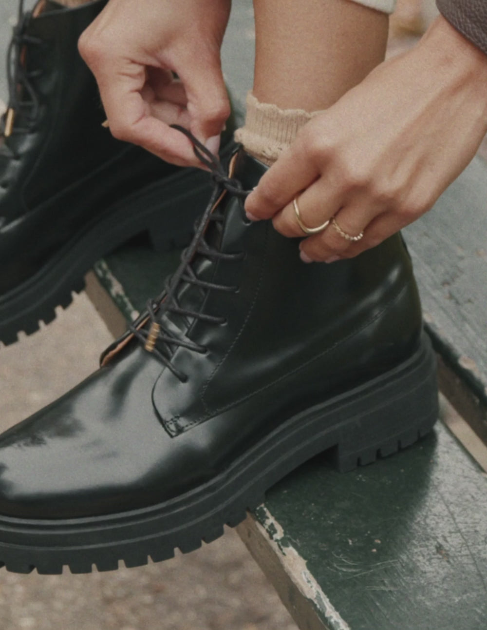 Bottines à lacets Bérénice - Cuir box noir