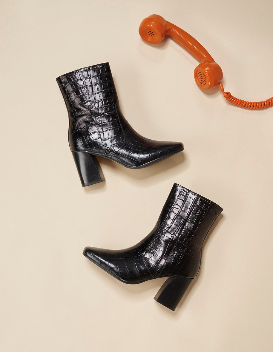 Boots noir croco clearance